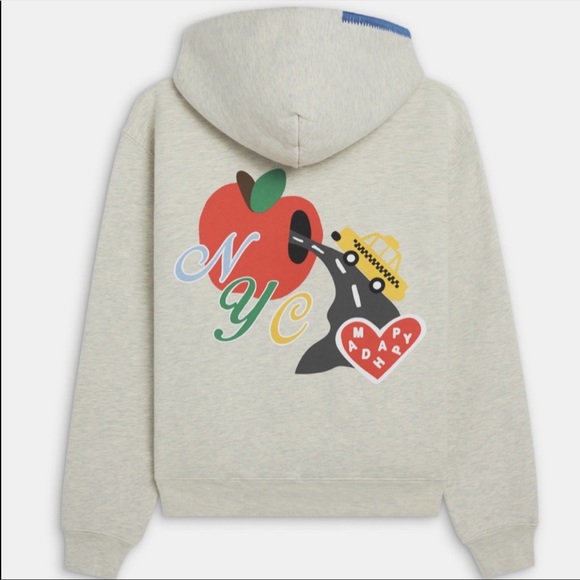 NWT MADHAPPY GREY NYC LIMITED EDITION HOODIE SOLD OUT NEW YORK CITY Mad Happy - Picture 1 of 6
